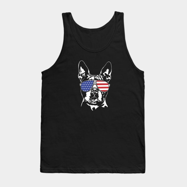 Patriotic Boston Terrier with American Flag sunglasses Tank Top by wilsigns